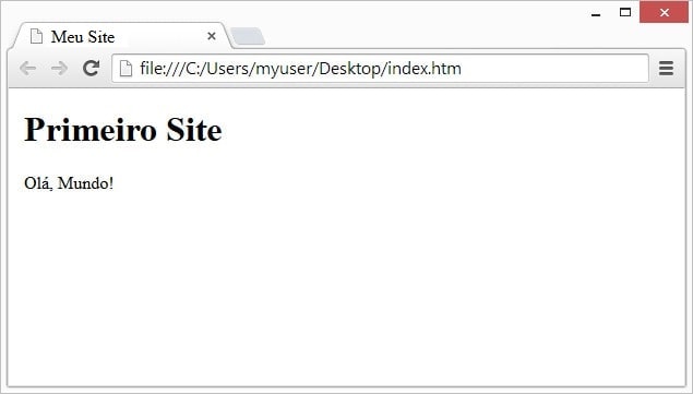 Exemplo de um documento em HTML